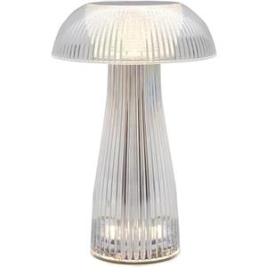 Clear Acrylic Mushroom LED Rechargeable Cordless Lamp, 6.9x6.9x10.2 Inch