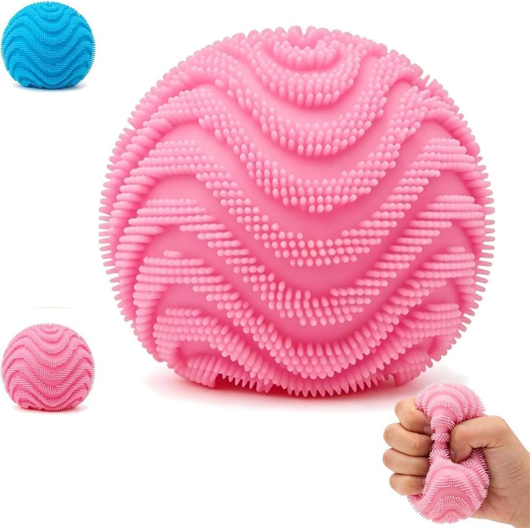 Fuzz Ball Squishy Stress Ball Toy, Squishy Fidg Squishy Fidget Toys Stress for Adults, Soft Fidget Toy Sensory Squishy Ball Calming Tactile Grip for Focus & Relaxation (Pink)