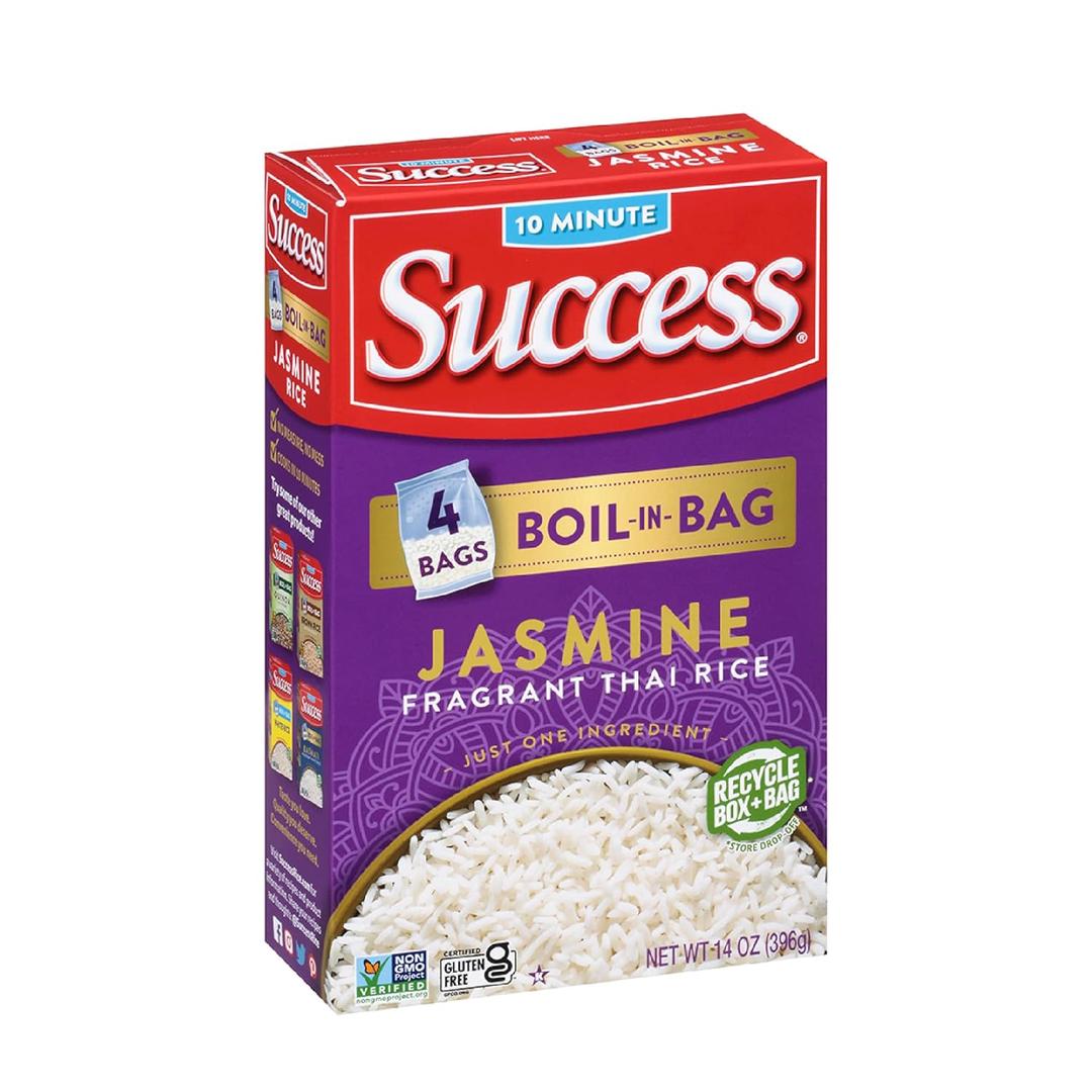 Success Boil-in-Bag Rice, Thai Jasmine Rice, Quick Rice Meals, 14-Ounce Box (EXP 11/01/26)