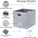 DECOMOMO Felt Storage Bins, 13x15x13 Storage Cube Bins with Labels | 4 Pack Storage Baskets for Shelves, Kallax (Light Grey)