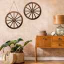 Qunclay 2 Pcs Wagon Wheel Decor Wooden Western Cowboy Party Decorations Vintage Rustic Wagon Wheel Wood Cartwheel Decor for Bar Garage Indoor Outdoor (Brown,18 Inch)
