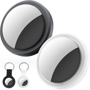 2-Pack Air Tracker Tags Compatible with Apple Find My (iOS Only), Bluetooth Tracker, Smart Keys Finder and Item Locator with Waterproof Case for Wallet Luggage Backpack (Android Need Download App)