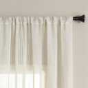 Natural Linen Sheer Curtain 95 inches Length, Rod Pocket Hollow Stripe Transparent Voile Window Drapes for Bedroom/Living Room, 2 Panels,52" Width