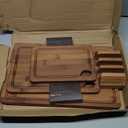 Astercook Deep-Carbonized Bamboo Cutting Boards for Kitchen with Wood Storage Stand, Reversible Charcuterie & Chopping Boards with Juice Grooves and Easy-Grip Handles, Knife-Friendly, Kitchen Gift