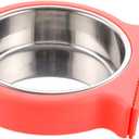 Crate Dog Bowl Removable Stainless Steel Water Food Bowls Cage Coop Cup for Cat Puppy Bird Pets (Large, Pink Orange with Corrugated Clip)