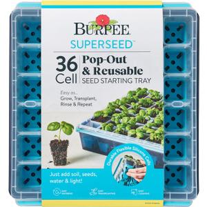 Burpee SuperSeed Seed Starting Tray | 36 Cell Reusable Seed Starter Tray | for Starting Vegetable, Flower & Herb Seeds | Indoor Grow Kit for Plant Seedlings | for Germination Success