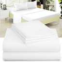Full XL 100% Microfiber Double Brushed Sheet Set - Extra-Soft, Breathable & Wrinkle-Free - 15" Deep Pockets, 54" x 80" - Ideal for Extra Long Full Beds - 4PC Set (Full XL, White)