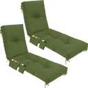 Kigley 2 Pcs Outdoor Chaise Lounge Cushion Pocket, Moss Green, Solid Color