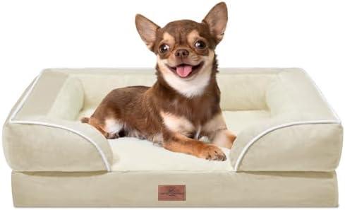 Comfort Expression Small Dog Beds Waterproof Orthopedic Foam Dog Sofa Beds for Small Dogs Comfy Pet Bed with Washable Removable Cover & Non-Slip Bottom(X-Small,Beige)