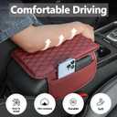 Upgraded Car Center Console Cover, Leather Armrest Cushion Pad with 2 Storage Bags, Microfiber Soft Waterproof Seat Box Cover Protector, Car Interior Decor Accessories Fit for Most Cars, Vehicles
