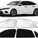 ZATOOTO Car Window Shades for Honda Civic 2017-Present, Side Window Sun Shade with Double Layer Reversible, Black for Blackout Privacy Silver for UV Blocking for Camping Sleeping Travel