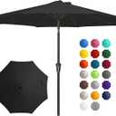 JEAREY 10FT Outdoor Patio Umbrella Outdoor Table Umbrella with Push Button Tilt and Crank, Market Umbrella 8 Sturdy Ribs UV Protection Waterproof for Pool, Garden (Black)