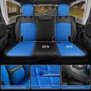 Seat Covers Custom Fit for Wrangler JL 2018-2026 4 Door W/O Rear Cup Holder, Luxury Waterproof Leather Seat Protectors(BlackBlue, Full Set)