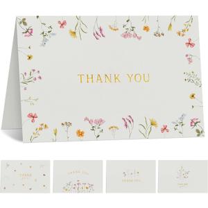 Beautiful Thank You Card Set With Envelopes and Stickers - Set of 20 Elegant Blank Cards For Personalized Notes - Perfect Bulk Stationary Set For All Occasions incl. Weddings, Business & Baby Showers
