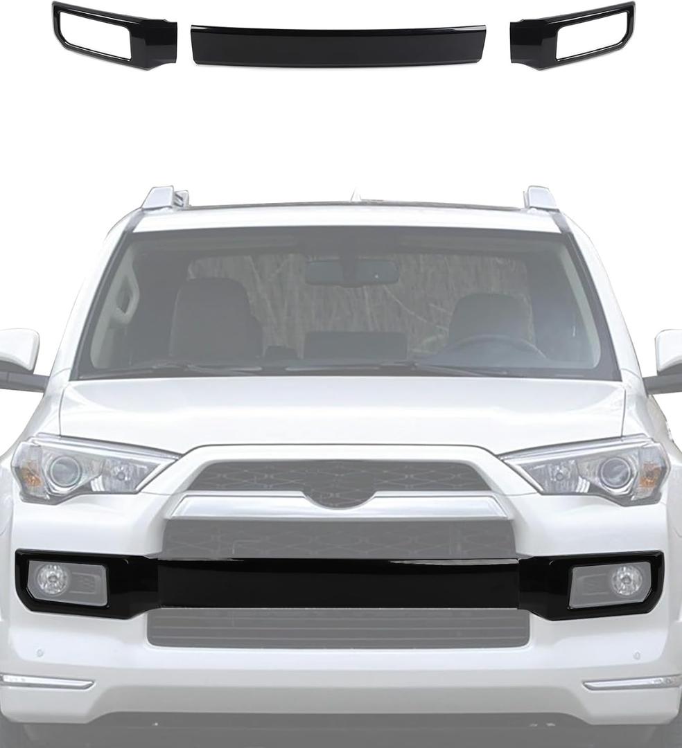 Hoolcar Exterior Front Grill Inserts Trim Center Bumper Guard Cover Compatible with Toyota 4Runner Limited 2014-2023, Black