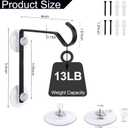 2 x 2 Pack Heavy Duty Window Bird Feeder Hooks, Dual Suction & Screw Mount Metal Hanging Hooks, High Load Bearing Rustproof for Bird Feeders, Wind Chime & Outdoor Garden Decor (Bird Feeder Not Included)