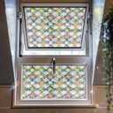 ADD.HERES Window Privacy Film, Stained Glass Decorative Static Cling, Removable Laser Sun Blocking Vinyl Covering,Window Film for Home Kitchen Living Room, Rainbow Crystal Shards, 29.5 x 78.7in