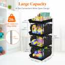 Lifewit Plastic Stackable Storage Baskets, 4 Tier Stacking Bins for Food and Clothes, Multifunctional Organizer for RV, Kitchen, Playroom, Pantry, Black, 35 x 30 x 72 cm/14 x 12 x 28 inch, 1 Pack