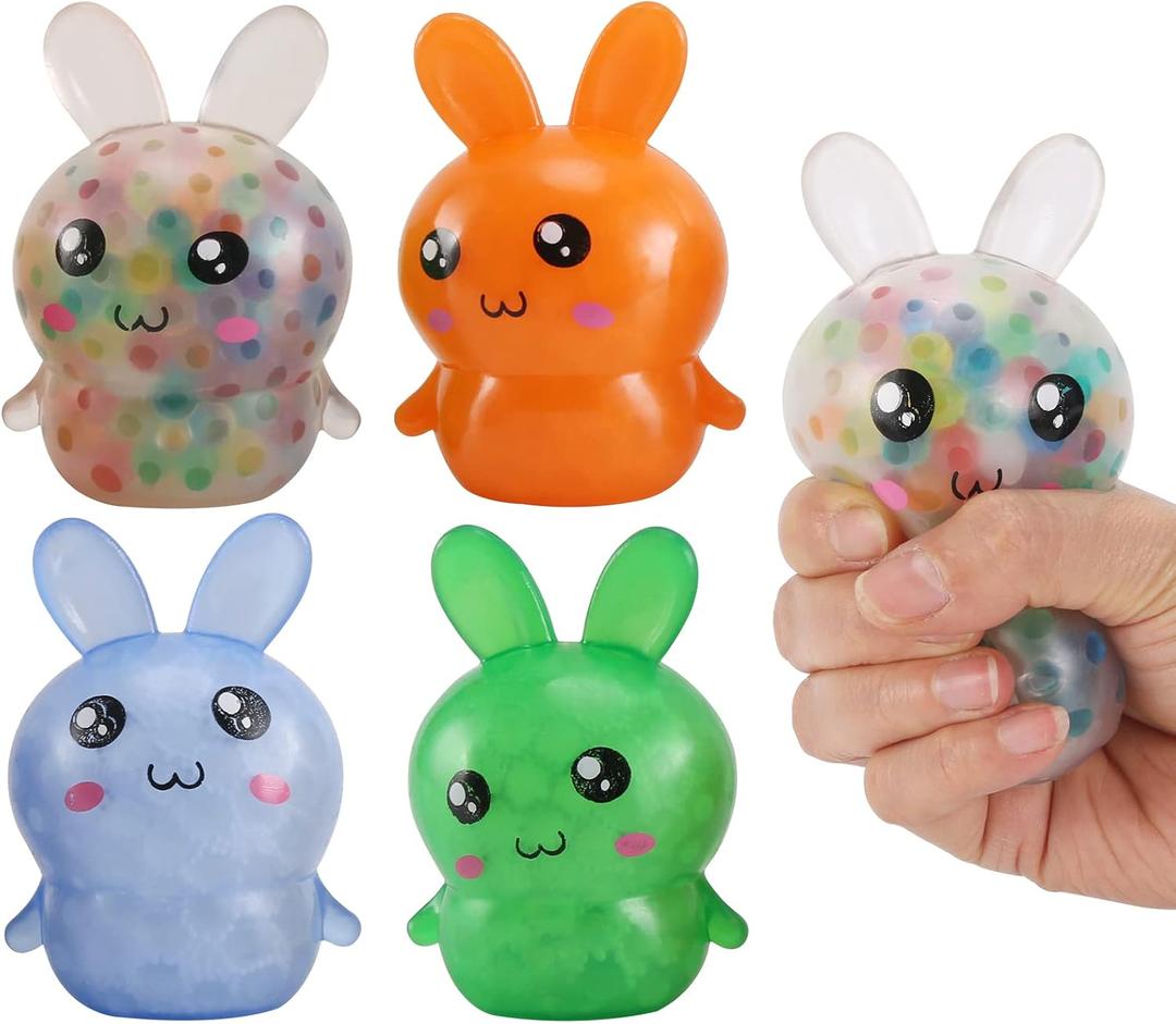 Easter Basket Stuffers,Easter Basket Essentials,4pcs Squishy Easter Bunny Stress Balls for Adults,Easter Stress Relief Fidget Balls,Easter Party Favors Easter Basket Ideas Gifts, Small