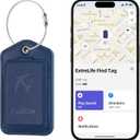 Luggage Tags, Works with Apple Find My, Leather Luggage Tag for Suitcases, Travel Tags, Bag Tag for Backpacks, Suitcase Tag with Privacy Flap, Anti-Lost Luggage Tracker, Travel Essentials, Navy Blue