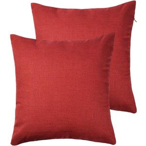 RainRoad Red Decorative Throw Pillow Cover for Sofa Couch Bedroom Car Cotton Linen Pillow Case Cushion Cover Set of 2, 18x18Inch 45cm x 45cm (Red)