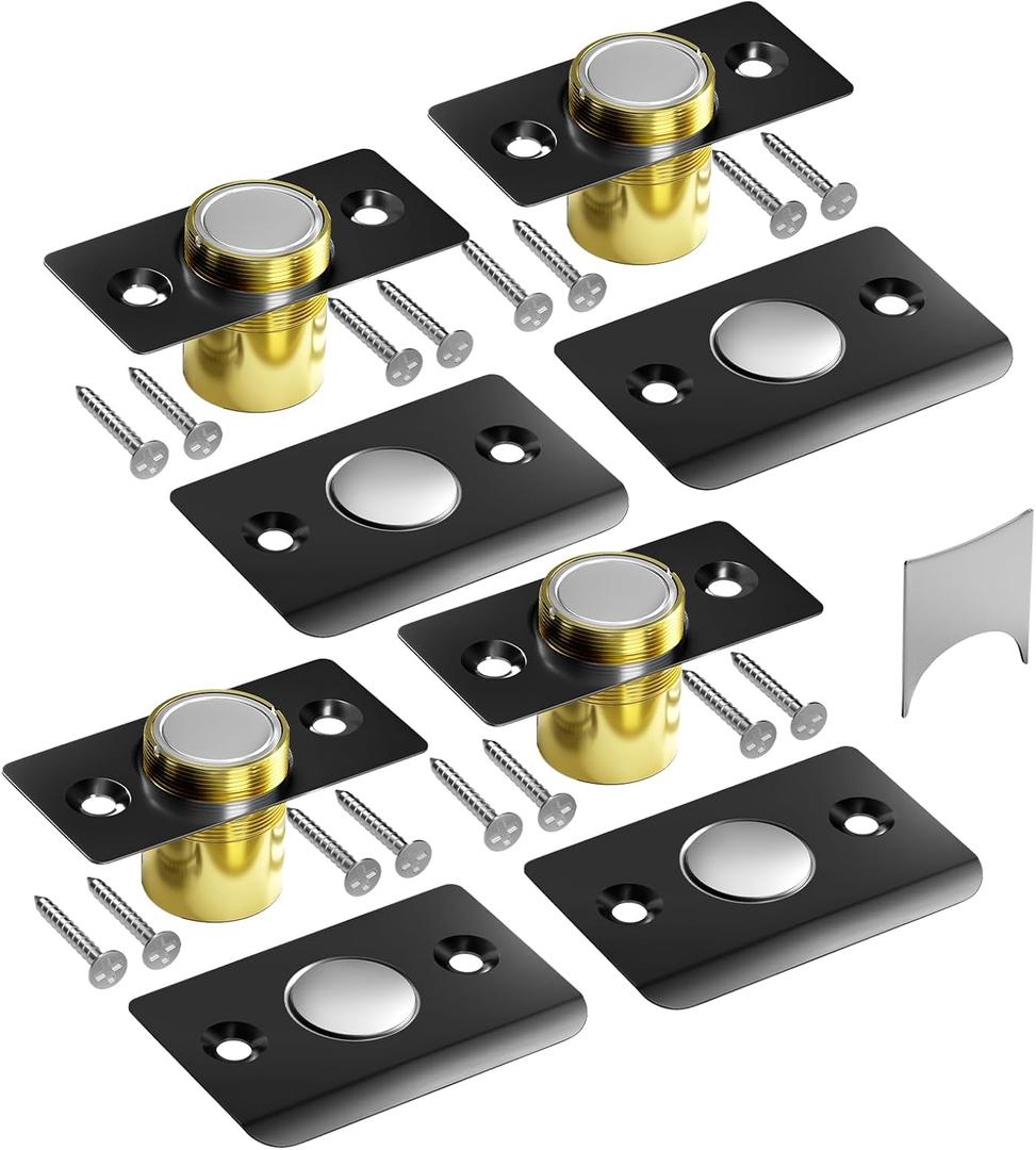 Tonitrui Silent Ball Catch, Adjustable Strong Magnet Door Catch, Using Noise Free, Replacing Door Ball Catch, with Identical Installation Dimension(4 Pack, Black)