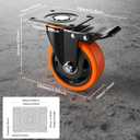 4 Inch Caster Wheels, Casters Set of 4, Heavy Duty Casters with Brake 2200 Lbs, Locking Industrial Swivel Top Plate Casters Wheels for Furniture and Workbench Cart(Two Hardware Kits Include)