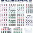 American Mahjong Set with 166 Tiles, 4 Color Rack Pushers, Carrying Bag