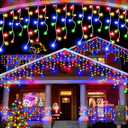 JXLEDAYY Christmas Lights Super Long 1280 LED 131 FT LED String Lights with 240 Drops Plug in 8 Modes Christmas Decoration for Holiday Wedding Party Bedroom Garden Patio Outdoor Indoor (Multicolor)
