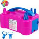 Electric Balloon Pump, Portable Electric Balloon Blower Machine Balloon Air Pump, Dual Nozzle 110V 600W Balloon Inflator for Party Decoration Christmas Birthday (Red)