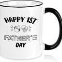 First Time Dad Gifts, New Dad Gifts, Happy 1st Father's Day Coffee Mug, First Fathers Day Gift for New Father, Fathers Christmas Gift for Papa, 11Oz (White)