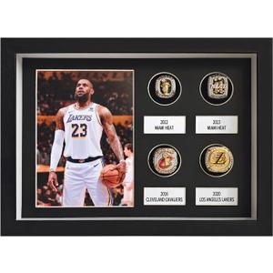Championship Ring Display Case,4 Ring Posts Sports Ring Display Case Wooden Shadow Box with a Real Glass Panel,witha5x7Photo Frame,for Baseball Basketball Football Softball Award Rings Fan Souvenirs
