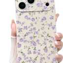 NITITOP Compatible for iPhone 17 Pro Case Cute Flower Women Girls Floral Rose Design Vintage Shockproof Soft Girly Slim TPU Fashion Protective Phone Cover - Dark Purple