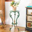 Sungmor Vintage Cast Iron Plant Stand - Ornate Green Pedestal Table for Indoor Outdoor Garden, 27.5" Antique Metal Flower Pot Holder, Victorian Style Plant Display Stand - Patio, Porch, Balcony Dcor