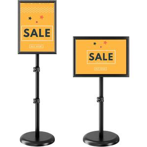 EBLIKI Sign Holder Stand 8.5x11 inch, Retractable Floor Standing Sign Stand, Heavy Duty Signage Stand with Snap-Open Frame Display for Shopping Malls, Business Store, Restaurants