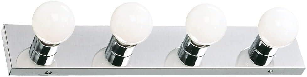 Design House 500892 4-Light Vanity Strip Light Contemporary Dimmable for Bathroom, Bedroom, Makeup Vanity, Polished Chrome (Polished Chrome), Bulbs Are Not Included 
