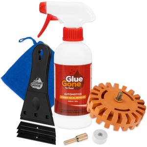 Decal Remover Kit - Includes 10-oz Adhesive Remover, Microfiber Cloth, Eraser Wheel, 3-inch Scraper with 3 Blades - Complete Set for Removing Decals, Stickers, & Adhesives from Cars & More
