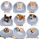 IDOMIK Dog Recovery Collar, Waterproof Soft Dog Cone After Surgery, Comfy Protective Elizabethan Collar Alternative for Dogs Cats, Adjustable Pet Neck Donut Cone Anti-Licking Biting Wounds,Blue,S (Blue)