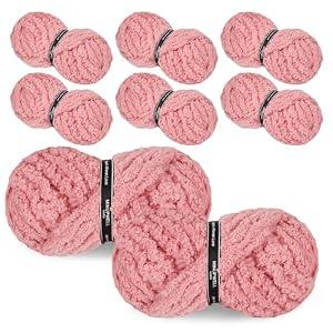 8 Packs Jumbo Chunky Chenille Yarn - 2040g(72oz) 245 Yards (224m) Bulky Yarn - Chunky Yarn for Hand Knitting Blanket,Cushions, Pet Bed - Soft and Durable(Pink)