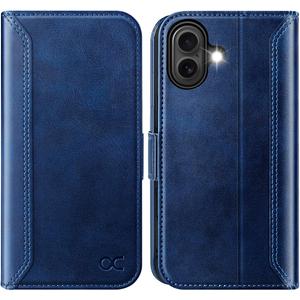 OCASE for iPhone 17 Wallet Case, PU Leather Flip Cover with Card Holder, RFID Blocking, Kickstand, Magnetic Closure, Protective Phone Case for iPhone 17 6.3-Inch 2025, Retro Blue