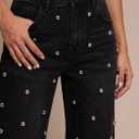 Tbahhir Sparkly Jeans for Women High Waist Wide Leg Bling Glitter Studded Baggy Denim Pants Trendy Trouser with Pockets (Black, XL)
