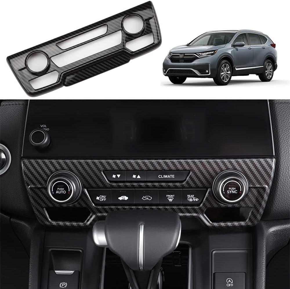 YOFAMO for CRV 2017-2021 Air Conditioning Knob Climate Control Module Panel ABS Carbon Fiber Grain Center Console CD Panel Cover Trim Sticker for Honda CRV 2017 2018 2019 2020 2021(Not Fit for LX)