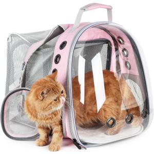 Lollimeow Cat Carrier Backpack, Expandable Bubble Pet Carrier for Cats and Small Dogs, Airline Approved Travel Backpack for Hiking, Walking & Outdoor Adventures - Supports up to 14 lbs
