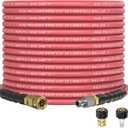 3/8" 4800PSI Pressure Washer Hose 50FT with 360 Swivel Quick Connect, Flexible & Kink Resistant Steel Wire Braided & Durable for Hot/Cold Water, High Power Washer Hose With M22 14mm Adapter (Red)