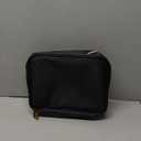 Small Makeup Bag for Purse Mini Make up Pouch Cute Cosmetic Pouch for Women with Slip-in Pockets Eco Vegan Leather, Black