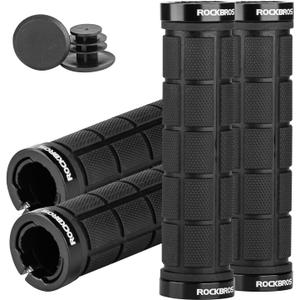 ROCKBROS 4pcs Bike Handlebar Grips - Double Lock On, Comfortable, Anti-Slip for Mountain, BMX, Scooter, Beach Cruiser & Folding Bikes