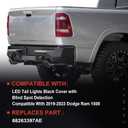 LED Tail Light Black Cover with Blind Spot Compatible With 2019-2023 Dodge Ram 1500 Right Passenger Side Replace 68263397AE
