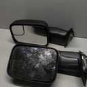 YITAMOTOR Towing Mirrors Compatible with 1994-1997 Dodge Ram 1500 2500 3500 Truck, Power Adjustable Glass with Support Bracket Flip-Up Tow Mirrors Black