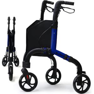 Premium 3 Wheel Rollator Walker for Seniors, Lightweight Foldable Elderly Three Wheeled Rollator with Storage Bag, Aluminum Mobility Aid Rolling Walker (Black & Blue) Premium 3 Wheel Rollator Walker for Seniors, Lightweight Foldable Elderly Three Wheeled Rollator with Storage Bag, Aluminum Mobility Aid Rolling Walker (Black & Blue)