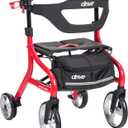 Drive Medical Nitro Sprint Foldable Rollator Walker with Seat - Lightweight Support - Large Wheels - Compact Folding Design - Adjustable Comfort - Standard Size - Red